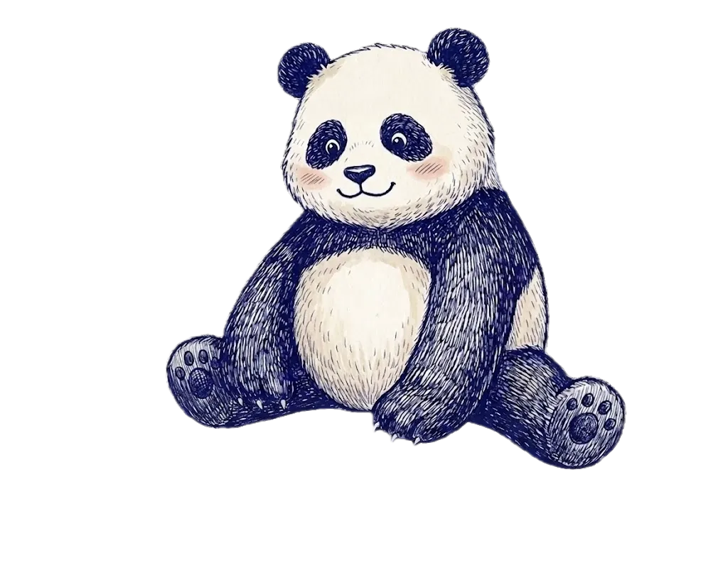 Kai, le panda bâtisseur, devant son château qui monte brique par brique