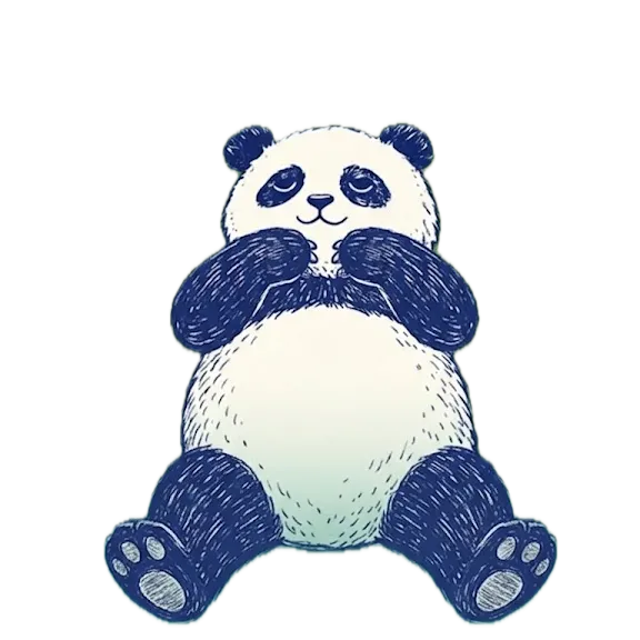 Kai, le panda, qui fait la sieste paisiblement dans l'herbe